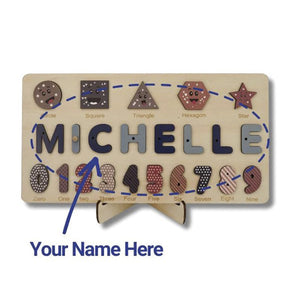 Montessori-Holzbrett mit individuellem Namen