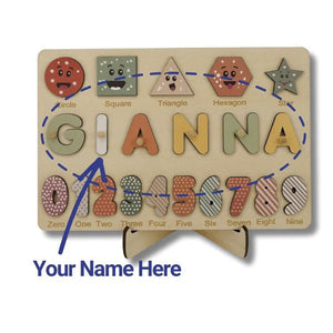 Montessori-Holzbrett mit individuellem Namen