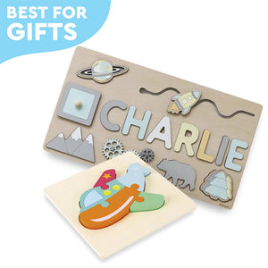 Montessori-Holzbrett mit individuellem Namen