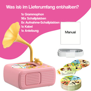 Smartes Mini-Grammophon mit 96 Schallplatten + Bluetooth