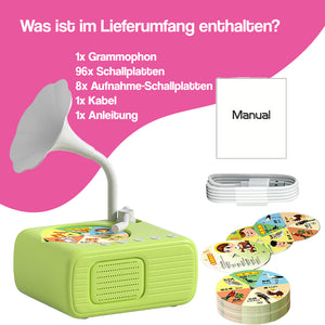 Smartes Mini-Grammophon mit 96 Schallplatten + Bluetooth