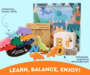 Blockspiel zum Balancieren mit Holztieren