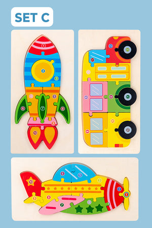 Montessori 3D Puzzle in Tierform (3er Set)