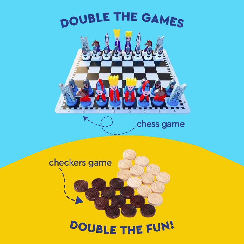 Lehrreiches Cartoon Schachspiel aus Holz