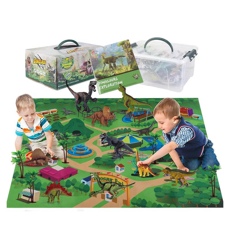 Pädagogisches Dinosaurier-Dschungelwelt-Spielzeugteppichkoffer-Set
