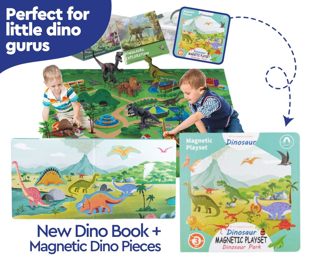 Pädagogisches Dinosaurier-Dschungelwelt-Spielzeugteppichkoffer-Set