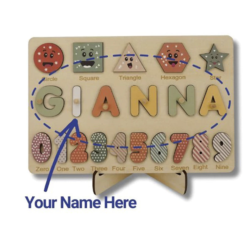 Montessori-Holzbrett mit individuellem Namen
