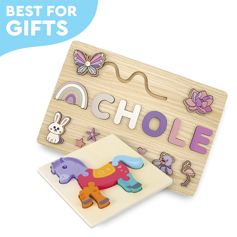 Montessori-Holzbrett mit individuellem Namen