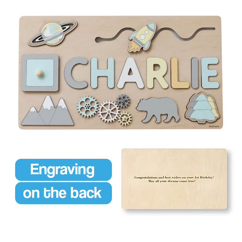 Montessori-Holzbrett mit individuellem Namen