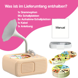 Smartes Mini-Grammophon mit 96 Schallplatten + Bluetooth