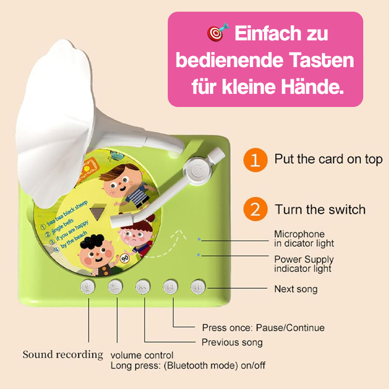 Smartes Mini-Grammophon mit 96 Schallplatten + Bluetooth