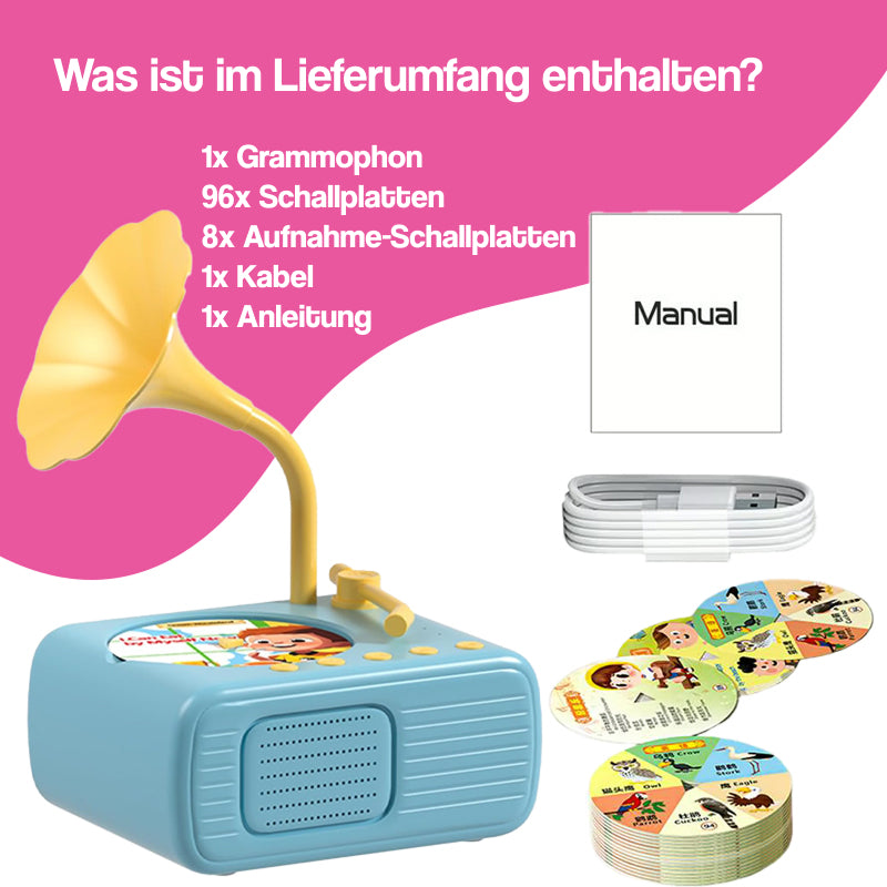 Smartes Mini-Grammophon mit 96 Schallplatten + Bluetooth