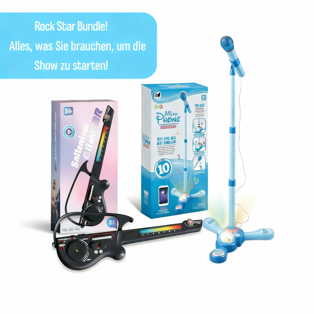 Komplettes Karaoke-Mikrofon-Set mit LED-Ständer