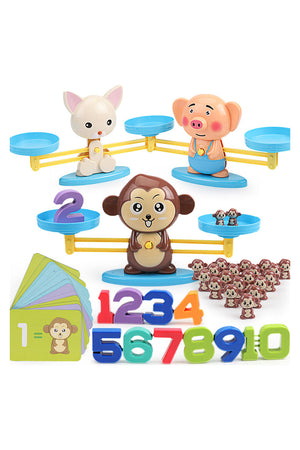 Balancespiel mit Tierfiguren für Mathe