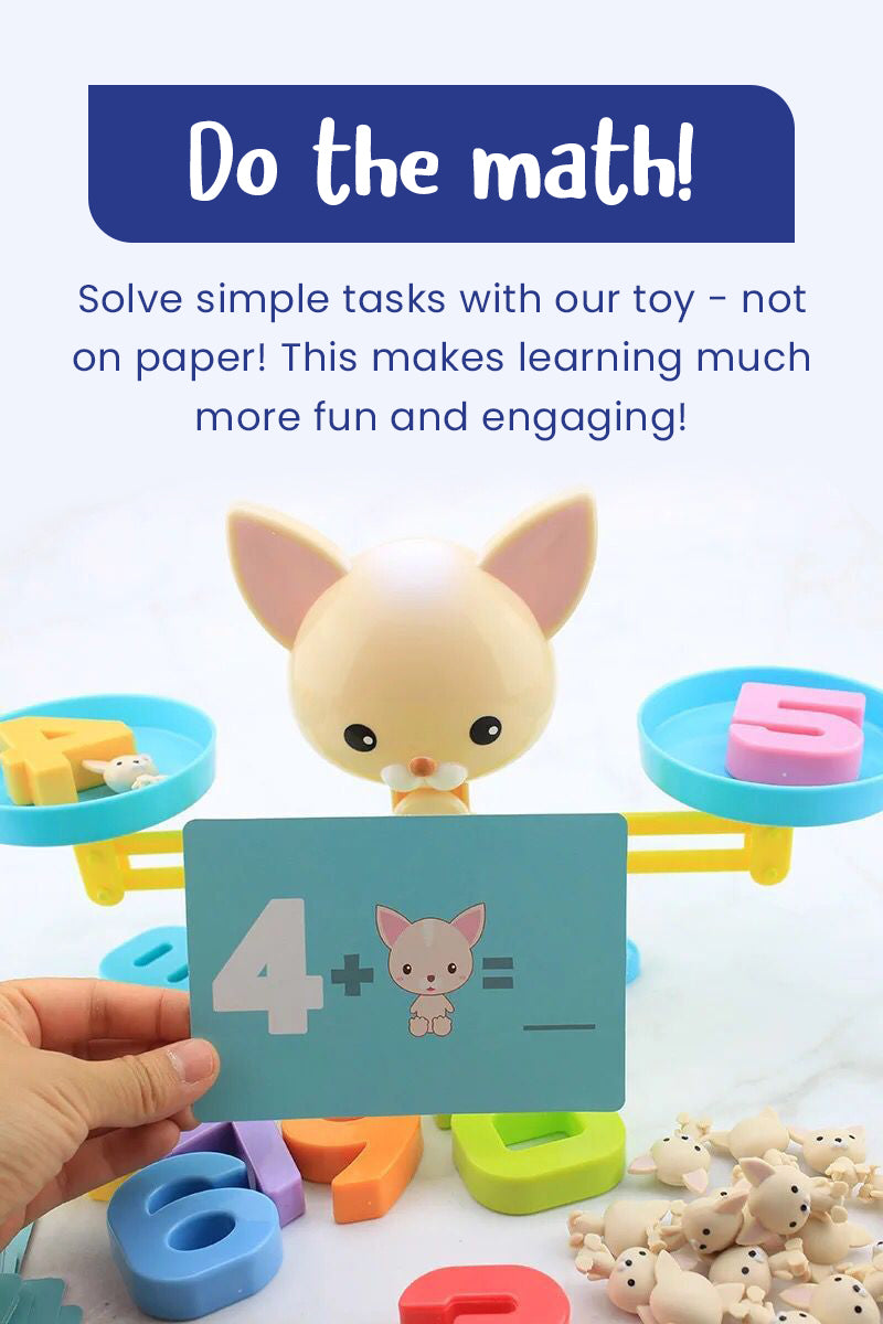 Balancespiel mit Tierfiguren für Mathe