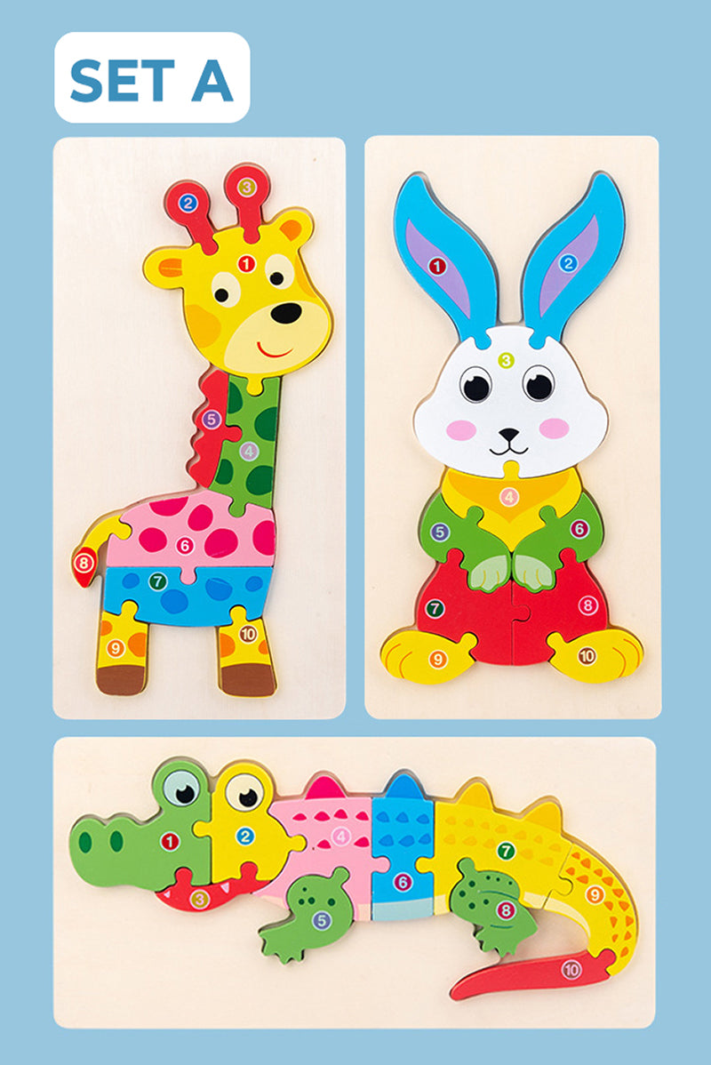 Montessori 3D Puzzle in Tierform (3er Set)