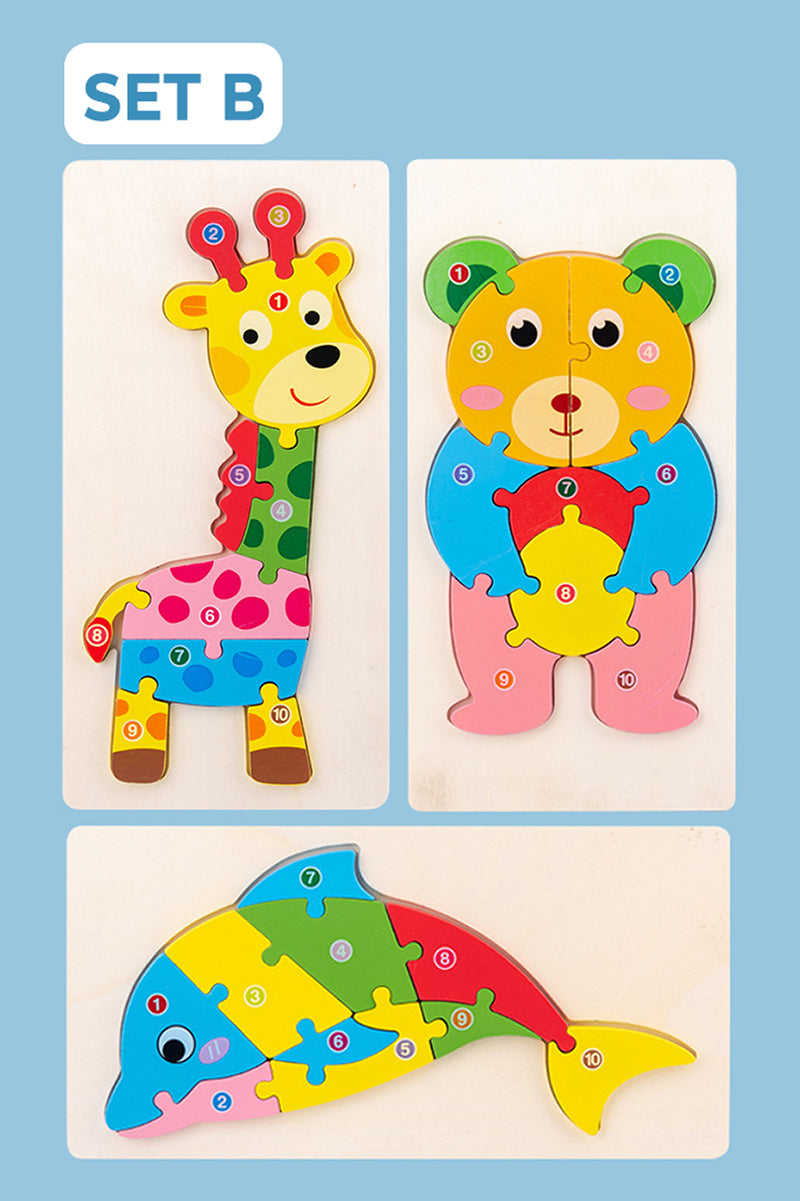 Montessori 3D Puzzle in Tierform (3er Set)
