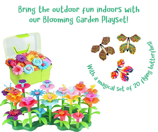 Pädagogisches Gartenhaus mit Spielzeugblumen